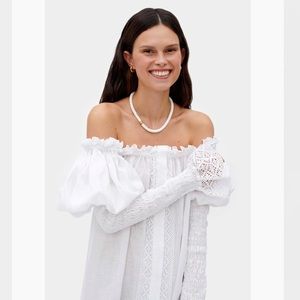 SLEEPER Opera Linen Dress in White